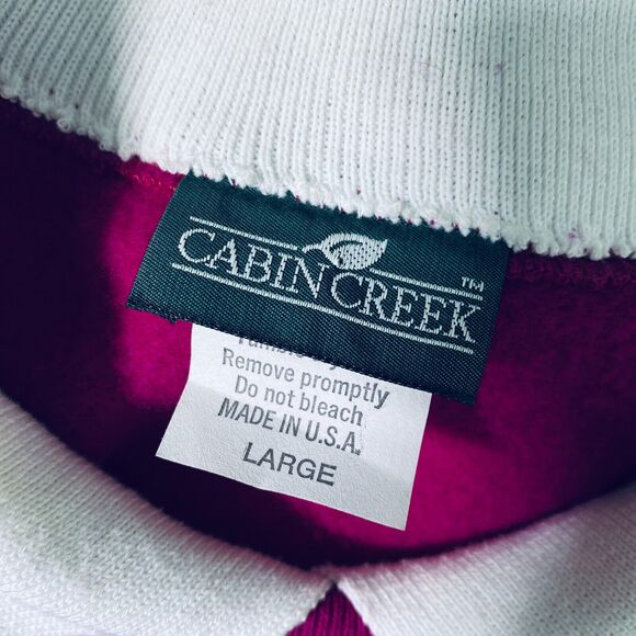 Cabin Creek Vintage Sweater Women Large Floral Puff Graphic Collared CottageCore - Picture 8 of 13